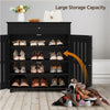 Shoe Storage Cabinet with Drawer & Doors 4-Tier Shoe Rack for Entryway Black