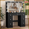 Large LED Light Mirror Dressing Table Set with 7 Drawers Vanity Make up Desk