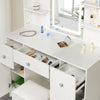 White Modern Dressing Table with LED Lights Mirror Vanity Make up Desk Stool Set