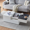 Coffee Table High Gloss Rectangular Living RoomFurniture 3Drawers Hidden Storage