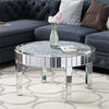 Luxury Mirrored Crush Floating Diamond Crystal Round Silver Sparkle Coffee Table
