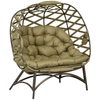 2 Seater Egg Chair Outdoor with Cushion, Cup Pockets - Khaki
