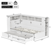 White Single Bed with Trundle Bed Storage Drawers Dust-proof Cabinet Shelves