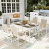 5 Piece Outdoor Dining Set, Garden Furniture Set with Tempered Glass Table Top
