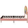 4FT6 Double Upholstered Bed with Slatted Bed Frame and Rainbow Headboard Pink