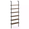 6-Tier Ladder Shelf Wall Mounted Bookshelf with Metal Frame Rustic Brown