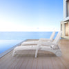 Resin Reclining Sun Loungers 5 Positions Adjustable Foldable Chair with Wheels