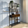 Ladder Shelves Display Bookshelf Unit with 2 Drawers Home Living Room Furniture