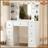 Modern Dressing Table Dimmable LED Mirror Makeup Desk with Drawers Vanity Table