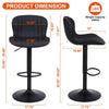 Ralex-chair Bar Stool, Faux PU Leather Bar Chairs with Back, Adjustable, Black
