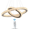 UK Crystal 2-Ring Chandelier LED Ceiling Lights Pendant Light Dimmable w. Remote