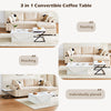 3-in-1High GlossTop Convertible Coffee Table Livingroom White Hidden Storage