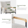 Beige Accent Chair with Metal Frame Wide Seat Corduroy Armchair for Living Room