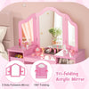 Princess Dressing Table Kids Vanity Desk & Chair Set-Pink