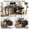 Modern Simple Study Writing Desk Heavy-duty Metal Frame Workstation-Coffee
