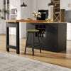360° SWIVELLING DINING & BAR TABLE KITCHEN ISLAND WITH STORAGE CABINET WINE RACK