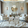 Luxury Mirrored Crush Floating Diamond Crystal Round Silver Sparkle Coffee Table