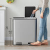 30L/45L/60L Dual Step Stainless Steel Double Bucket Trash Can Rubbish Pedal Bin