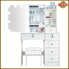 Vanity Makeup Desk Stool Set Dressing Table With 10 LED lights Mirror Drawers