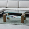 Rectangle Glass Coffee Table Modern Living Room Furniture Shelf White Black Wood