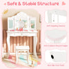 2 in 1 Kids Vanity Table and Stool Set Makeup Dressing Table LED Lighted Mirror