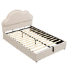 4ft6 Double Ottoman Storage Bed with Cloud Shaped Upholstered Headboard, Beige