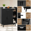 Free Standing Cupboard Chest Storage Cabinet with Drawer & Shelves-Black