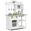 Toddlers Wooden Play Kitchen Pretend Play Cooking Set w/Microwave-White