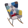 Single Rocking Chair Upholstered Linen Fabric Leisure Armchair with Wooden Legs
