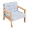 Solid Wooden Frame Scandi Linen Armchair Mini Sofa Button Upholstered Kids Chair