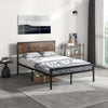 Double Bed Frame Industrial Metal Platform Bed with Headboard and Footboard