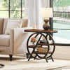3-Tier End Table Wood Narrow Sofa Side Table with Storage Shelves, Rustic Brown