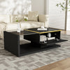 Coffee Table with Storage Drawers & Shelves LED Light Modern Living Room Black