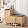 Shoe Bench with Cushion Storage Cabinet for Living Room Natural