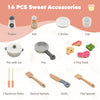 Kids Play Kitchen Set Toddlers Wooden Pretend Kitchen Toy Set w/ Refrigerator