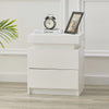Modern White High Gloss BedsideTable Cabinet Storage 2Drawers with LED Light UK