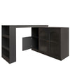 360° Rotating Bar Table, Kitchen Island, Black Bar Table with Expandable Table