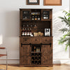 Kitchen Buffet Sideboard Cupboard 72” Coffee Bar Cabinet-Brown