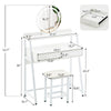 LED Mirror Dressing Table Makeup Desk Wooden Chair 2 Drawers W/Metal Leg