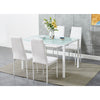 4 Seater Glass Dining Table and 4 Padded Chairs Set White Home Furniture New