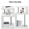 High Gloss Side Coffee Table 2 Tier Bedside End Table With LED Light Living Room