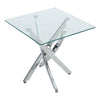 Tempered Glass Coffee Table Side End Table Stand with Bright Silver X Shape Legs