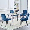 2pcs Dining Chairs Set Velvet Upholstered Seat Back Metal Legs Reception Chair