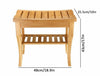 Slatted Bamboo Shower Bench Storage Seat Stool w/ Shelf Safe Comfortable Bath