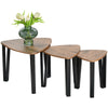 3 PCs Nesting Table Coffee Table Set MDF Steel Living Room Furniture Walnut