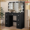 Large LED Light Mirror Dressing Table Set with 7 Drawers Vanity Make up Desk