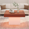 Coffee Table with LED Lights Square Brown Wooden Center Table for Living Room