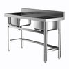 Commercial Kitchen Catering Sink Stainless Steel Double Bowl Drainer Wash Table