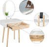 LED Mirrored Dressing Table Modern Makeup Vanity Cushioned Stool Set for Bedroom