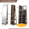 360° Rotating Jewelry Armoire Lockable Standing Jewelry Organizer Cabinet w/Mirr